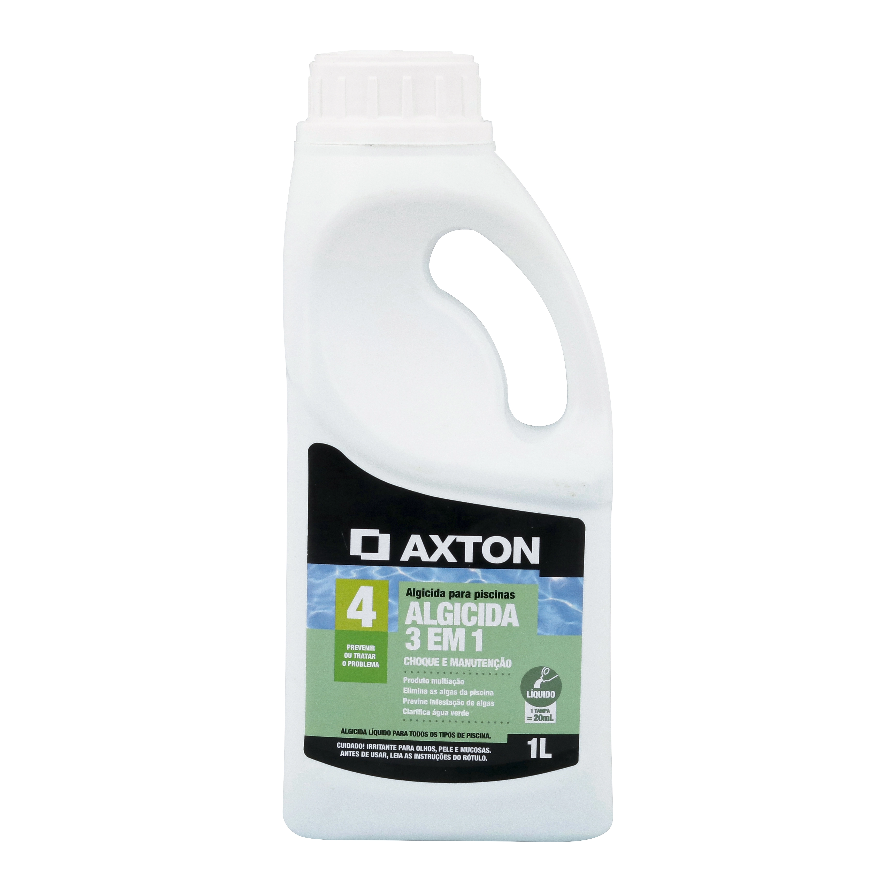 Algicida 1L Axton Choque 3 em 1 Solução Água Verde