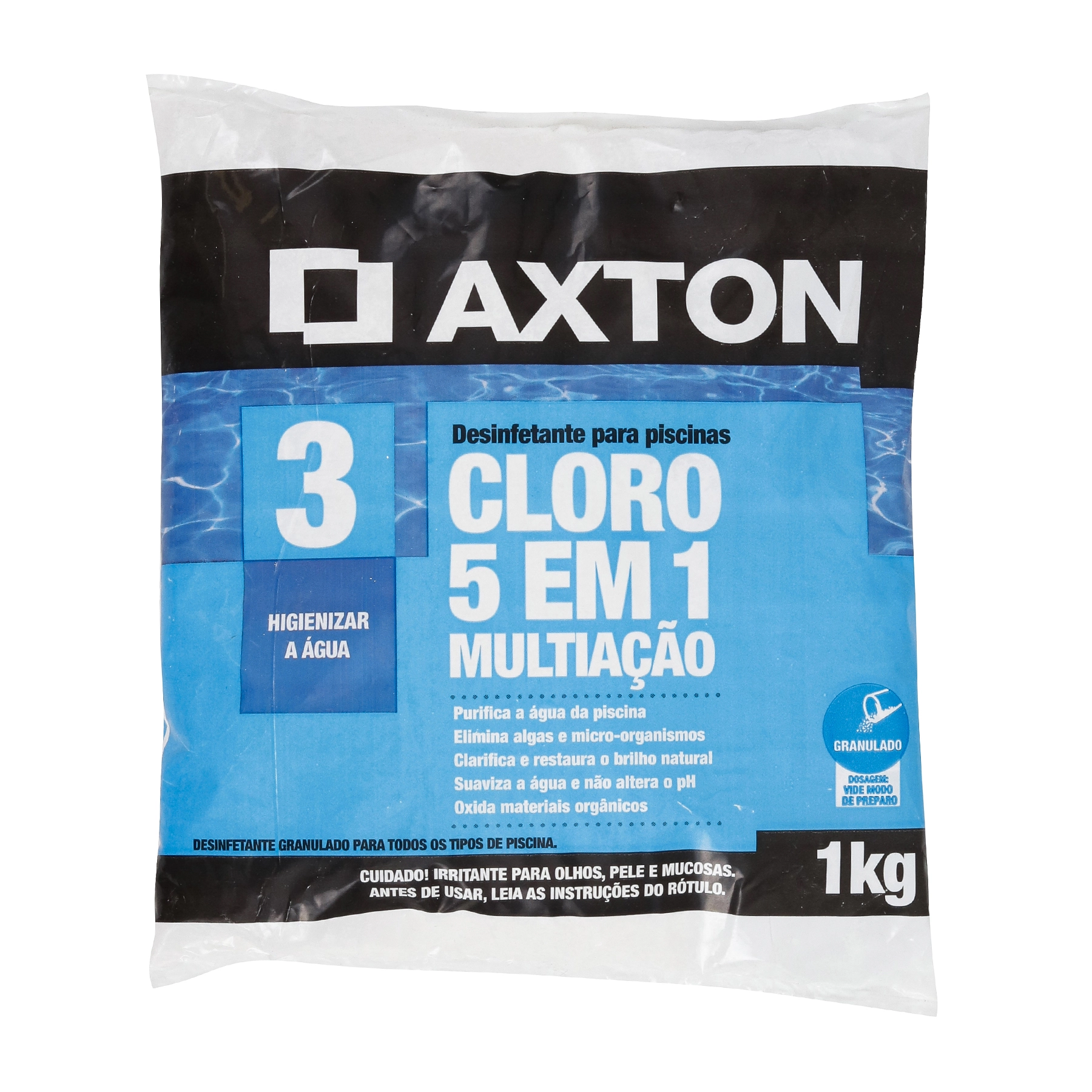 Cloro para Piscina 1kg Axton Granulado 5 em 1 Multiação