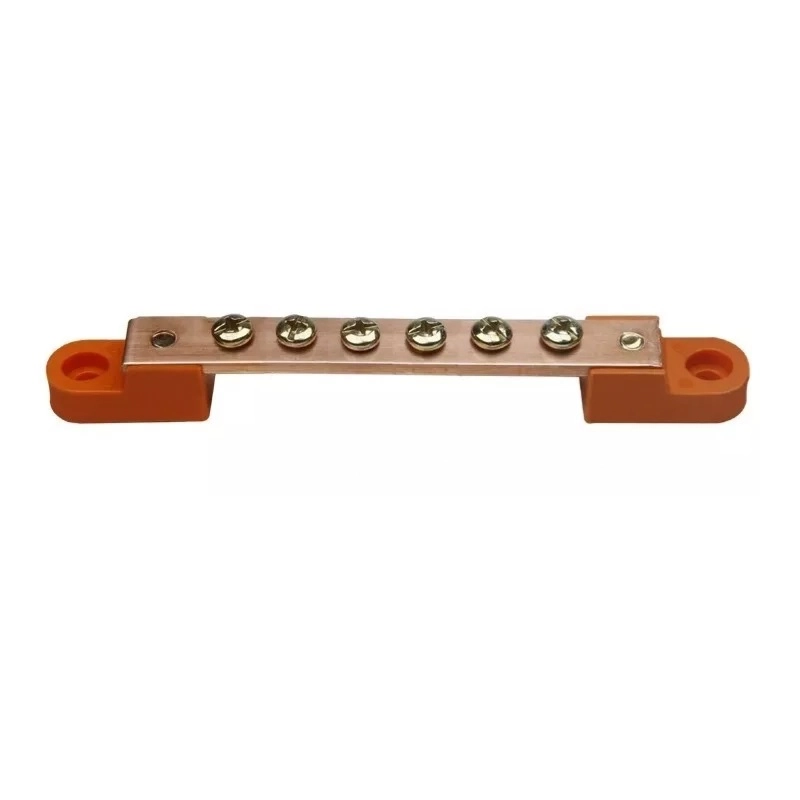 Barramento Cobre Neutro Ou Terra 100a 1/2 X 1/8 6 Parafusos