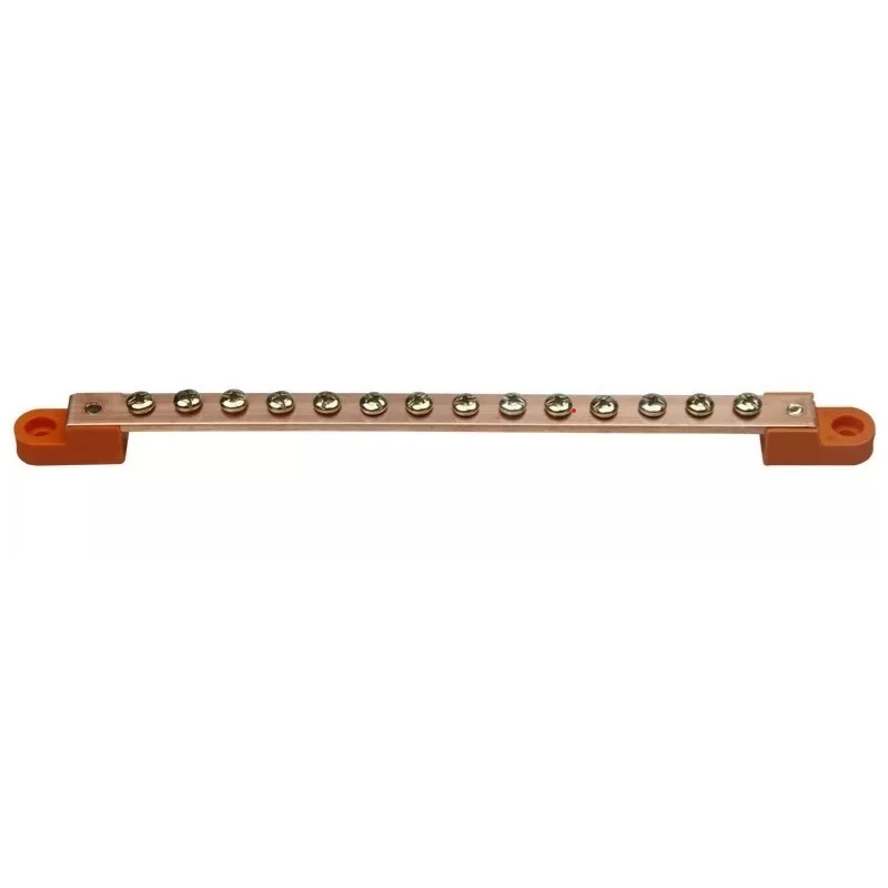 Barramento Cobre Neutro Ou Terra 100a 1/2 X 1/8 14 Parafusos