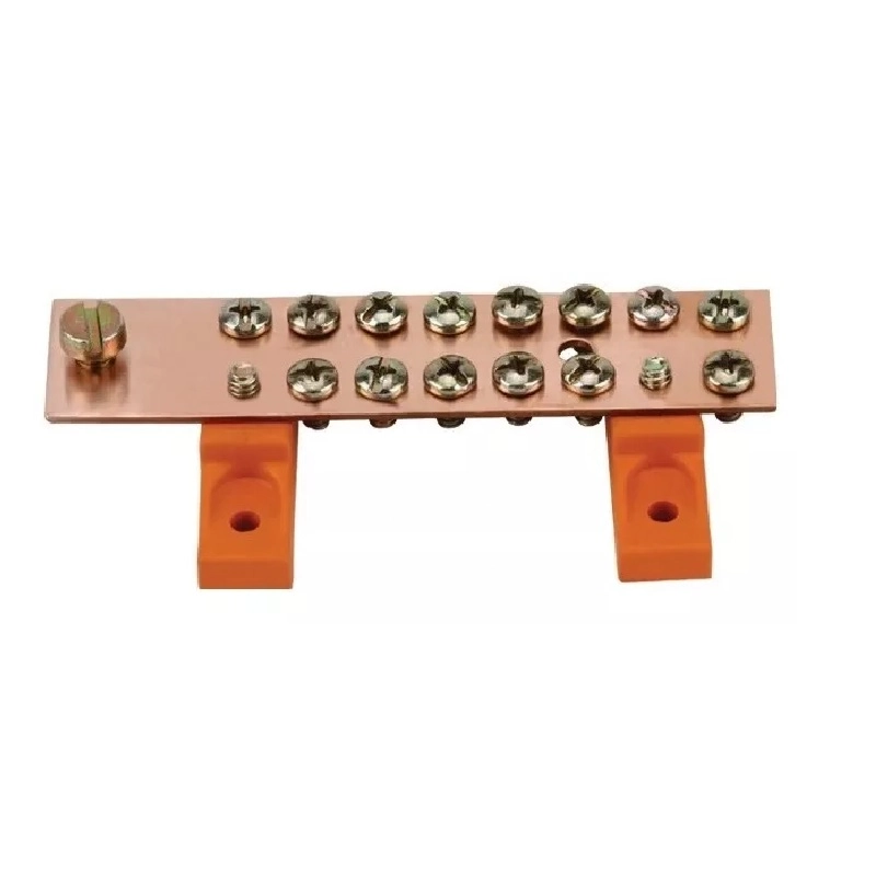 Barramento Cobre Neutro Ou Terra 195a 1 X 1/8  14 Parafusos