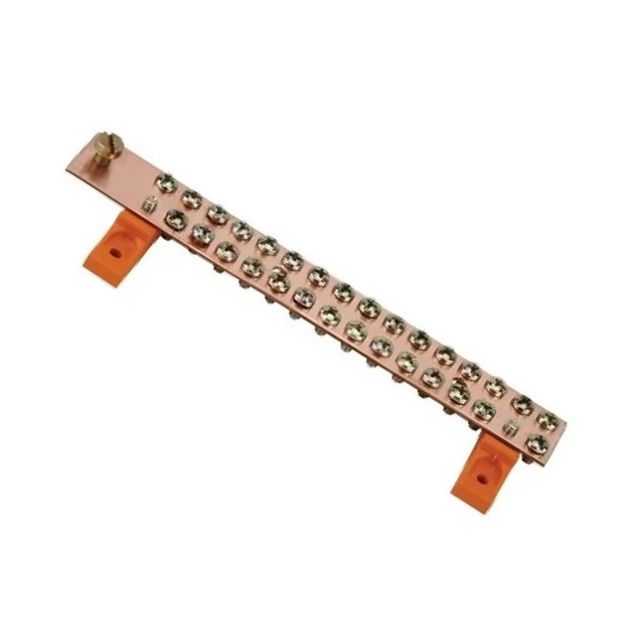 Barramento Cobre Neutro Ou Terra 195a 1 X 1/8 30 Parafusos