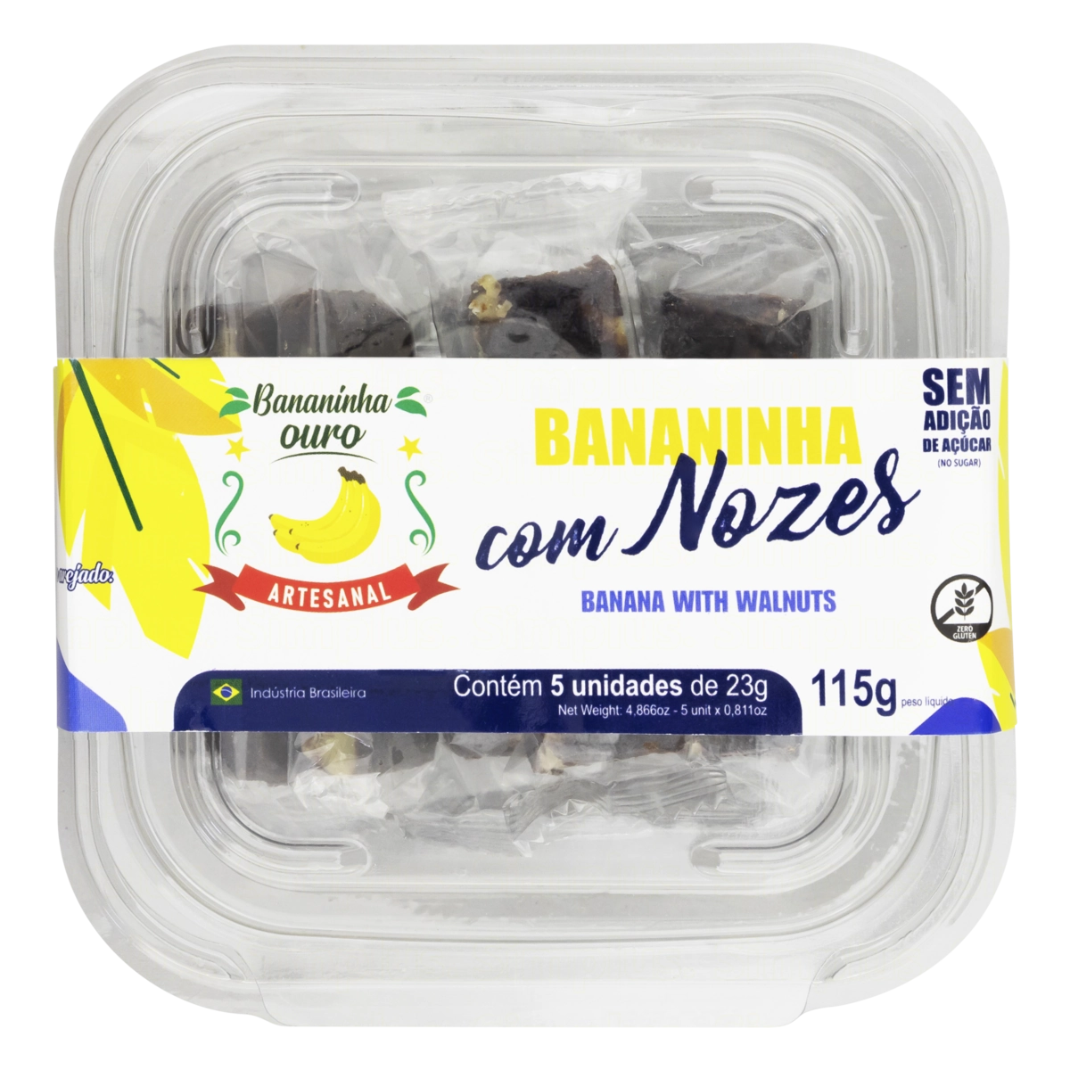 Bananinha Com Nozes Bananinha Ouro Pote 115g 5 Unidades