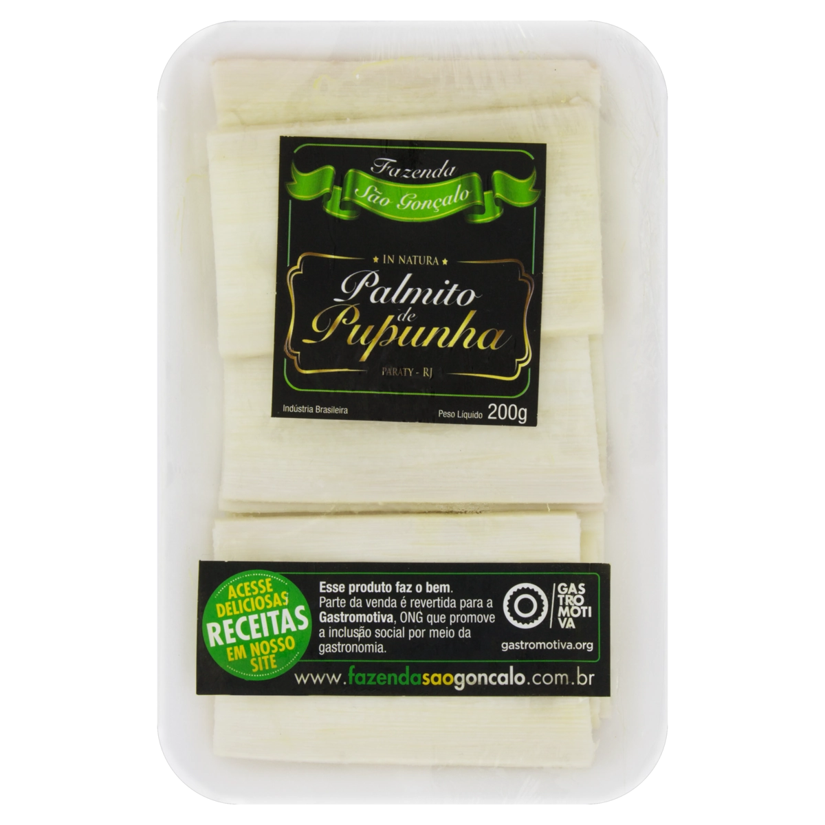Palmito Pupunha Fatias Fazenda São Gonçalo Bandeja 200g