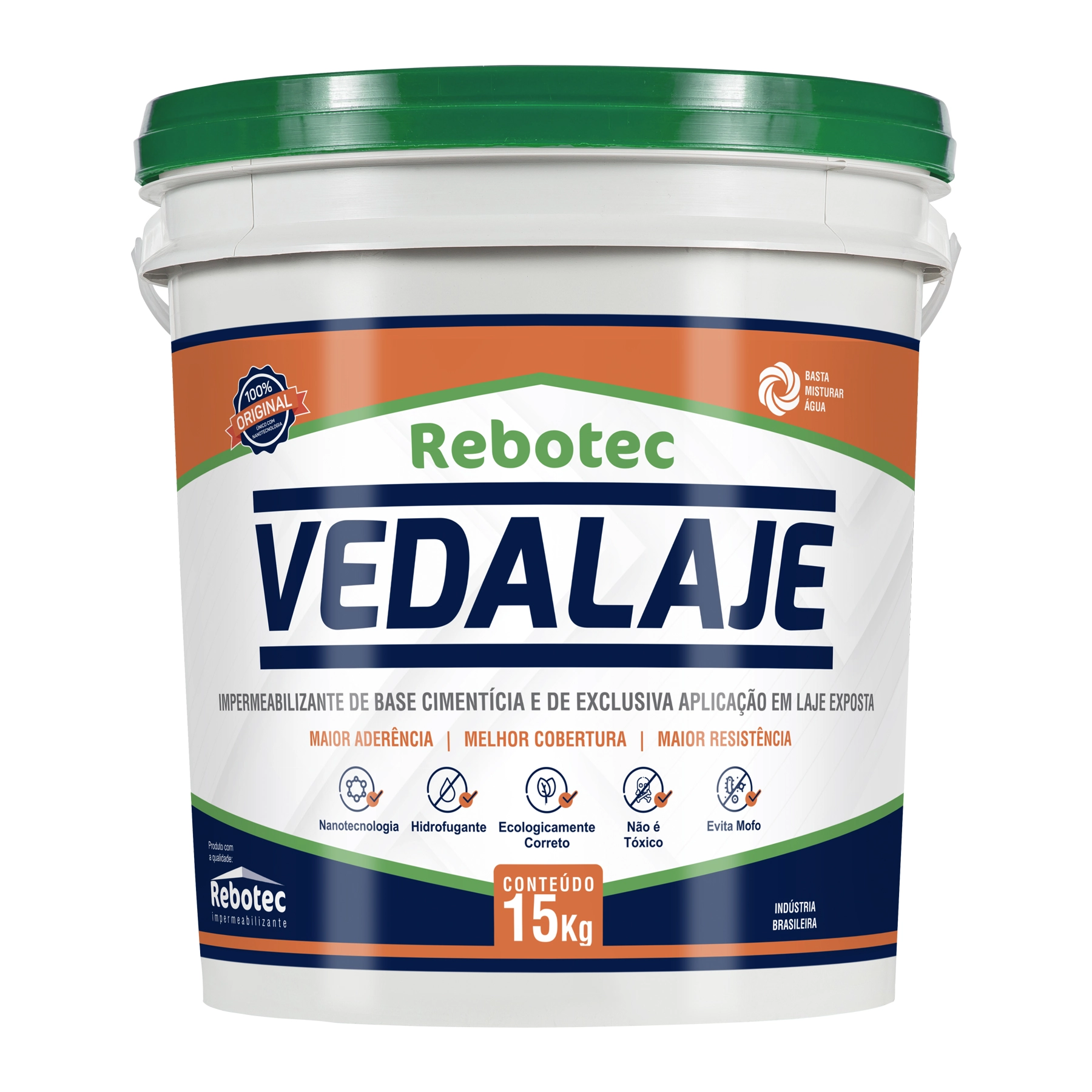 Aditivo Impermeabilizante Rebotec Vedalaje 15kg Cinza