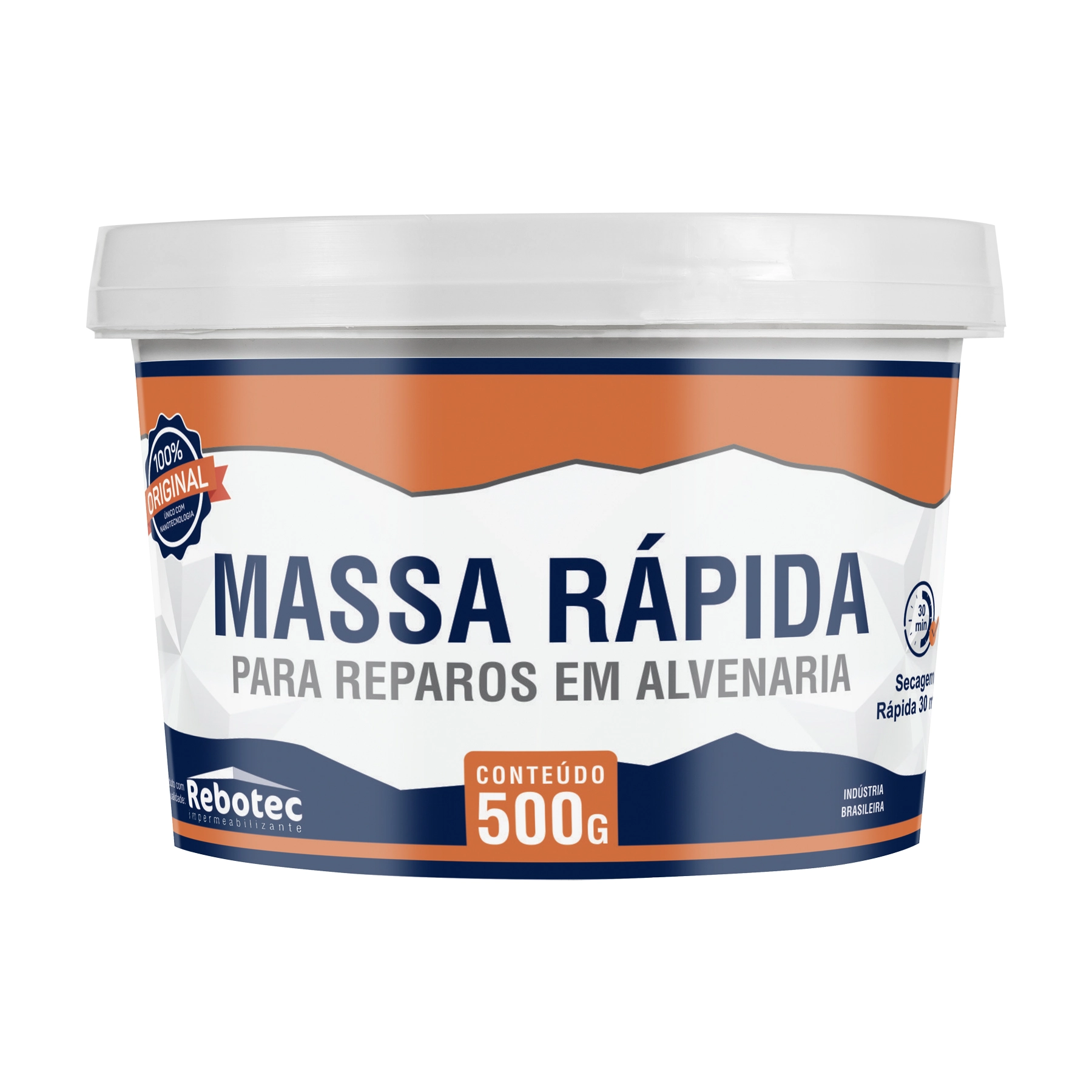 Argamassa de Correção Rebotec Massa Rápida para Reparos em Alvenaria 500g Cinza