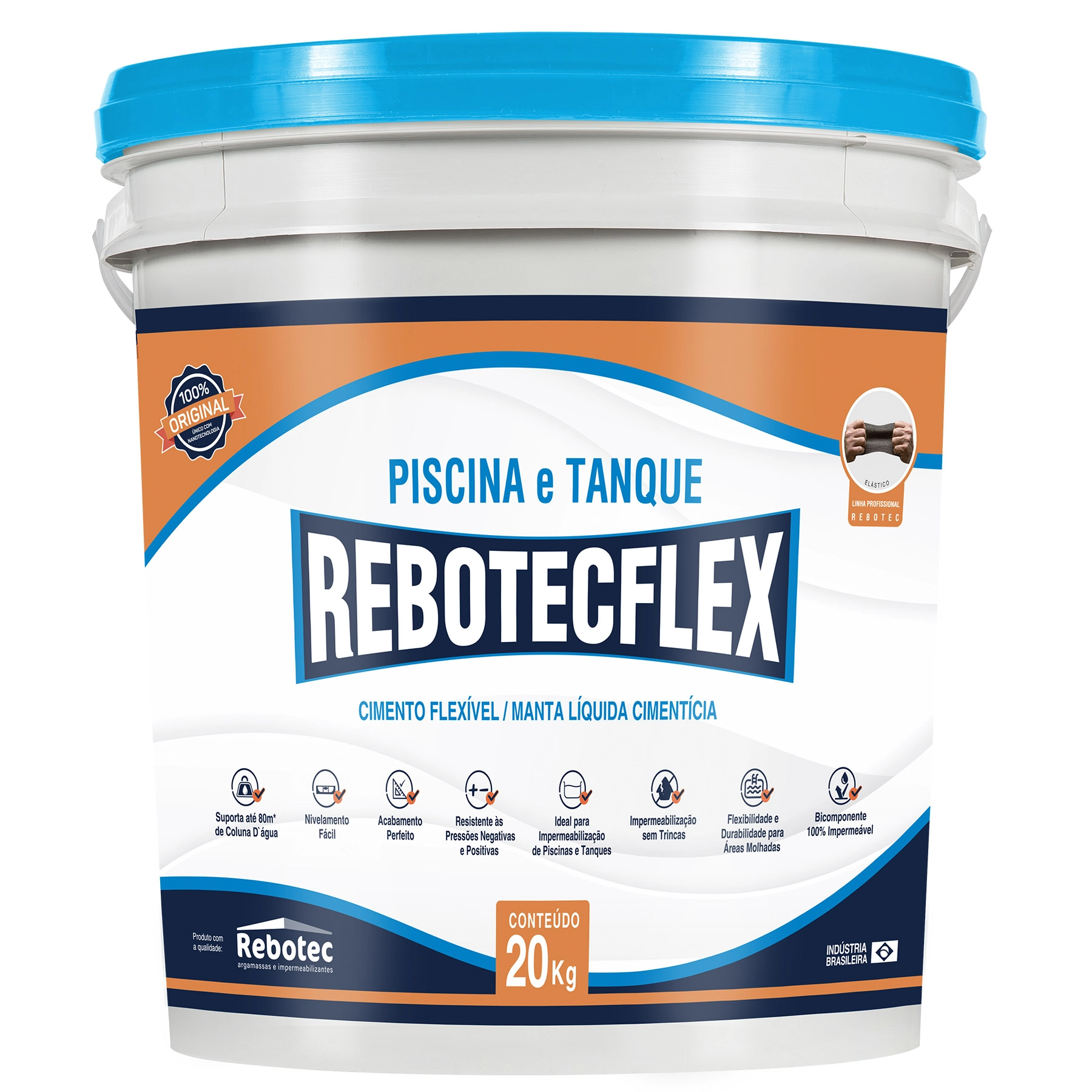 Manta Líquida Impermeabilizante Rebotec Piscinas e Tanques Rebotecflex 20kg Cinza