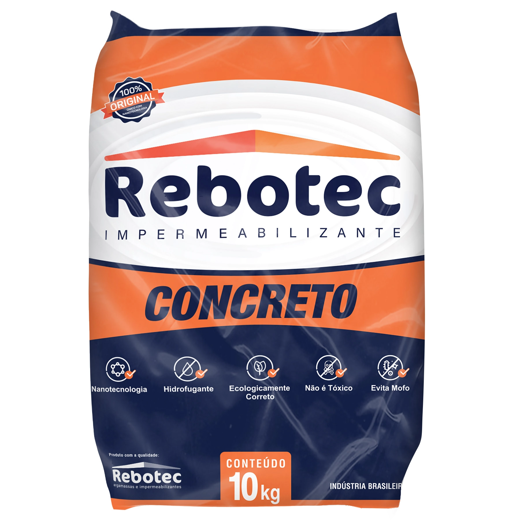 Aditivo Impermeabilizante Hidrofugante Rebotec Concreto 10kg Cinza Claro