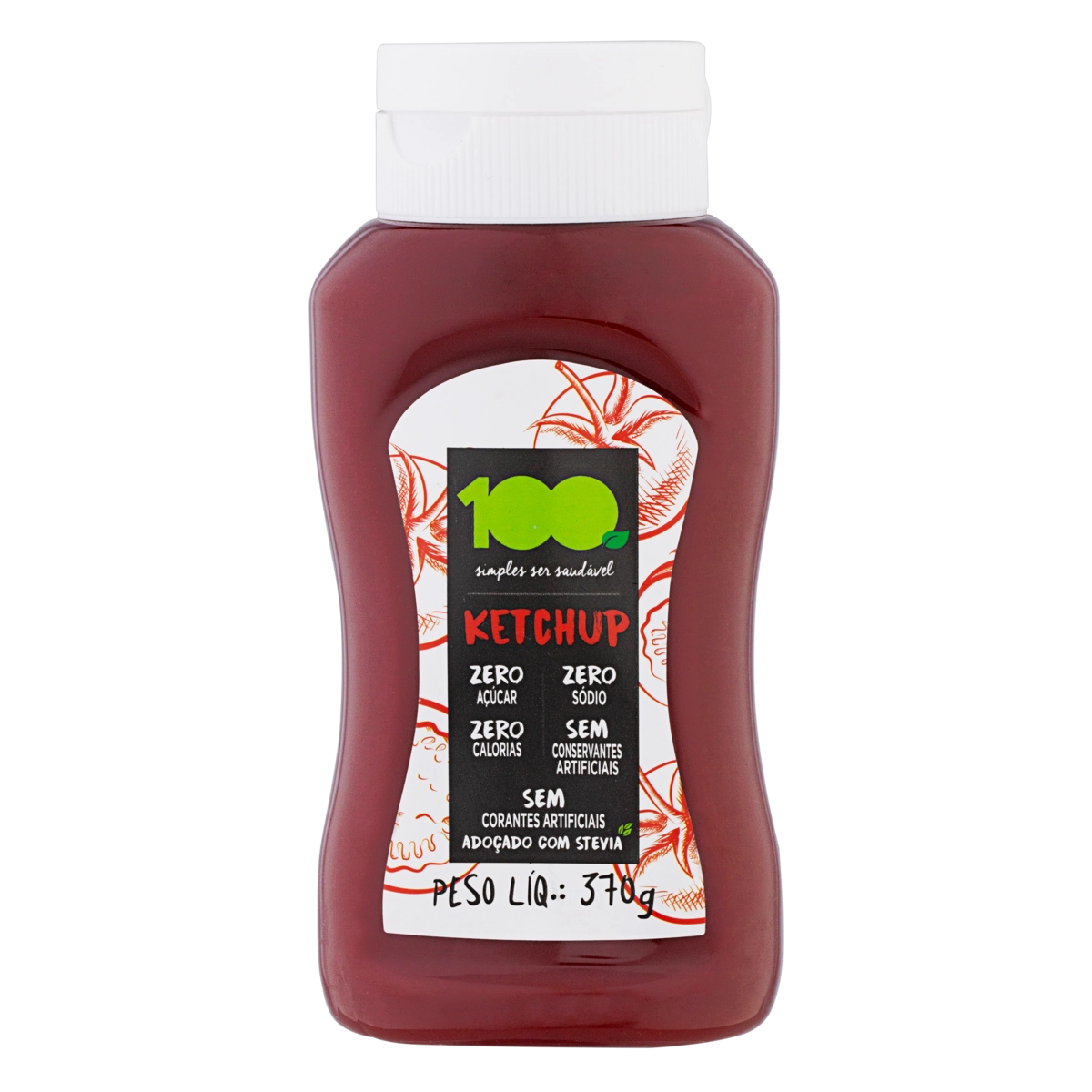 Ketchup Adoçado Com Stevia Zero Sódio Zero Açúcar 100 Foods Squeeze 370g