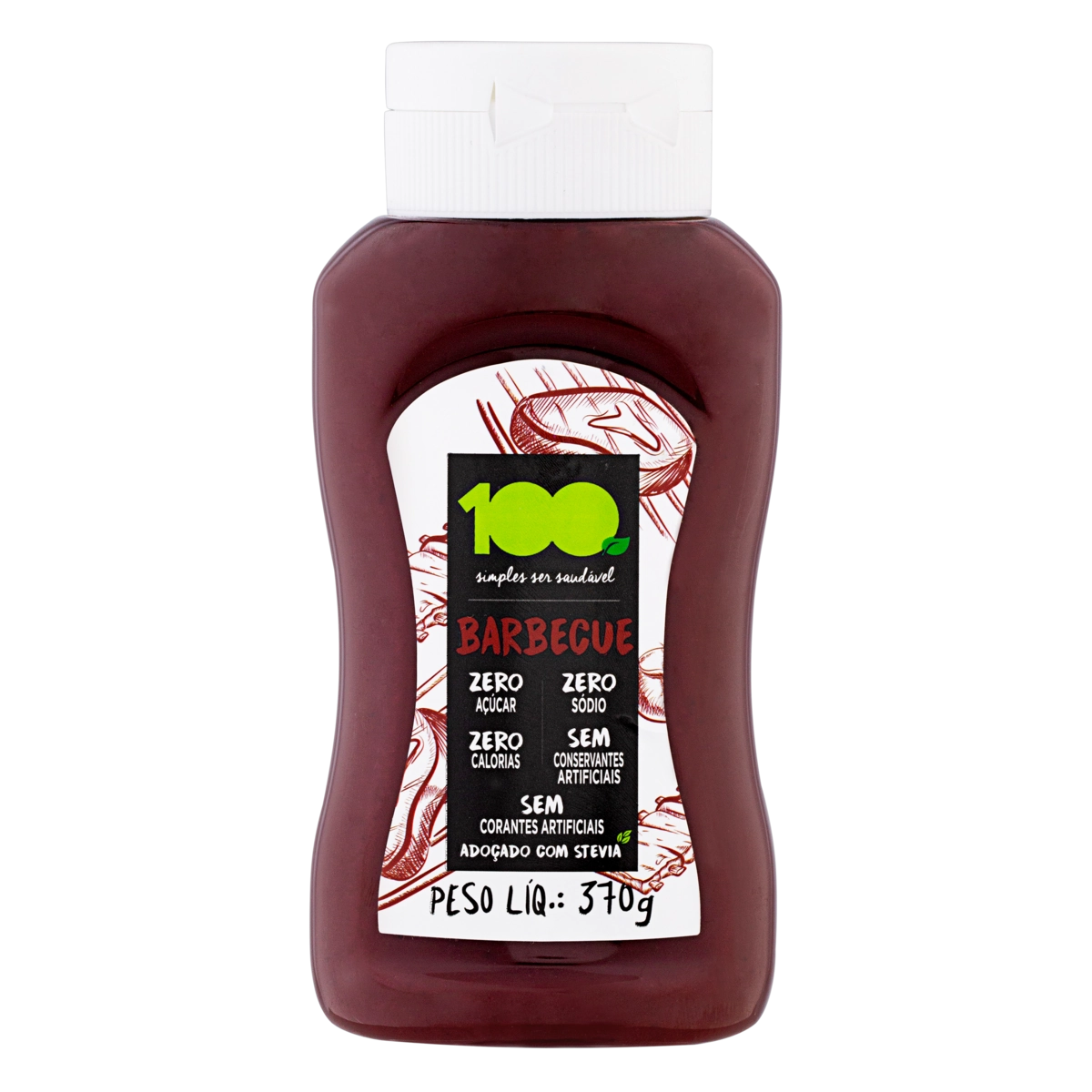 Molho Barbecue Adoçado Com Stevia Zero Sódio Zero Açúcar 100 Foods Squeeze 370g