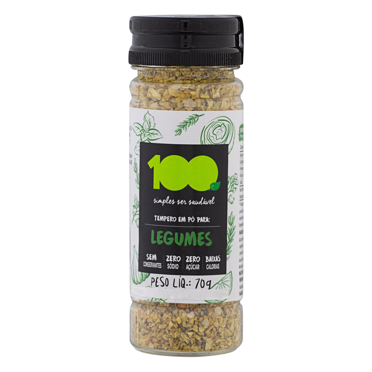 Tempero Em Pó Para Legumes Zero Sódio Zero Açúcar 100 Foods Frasco 70g