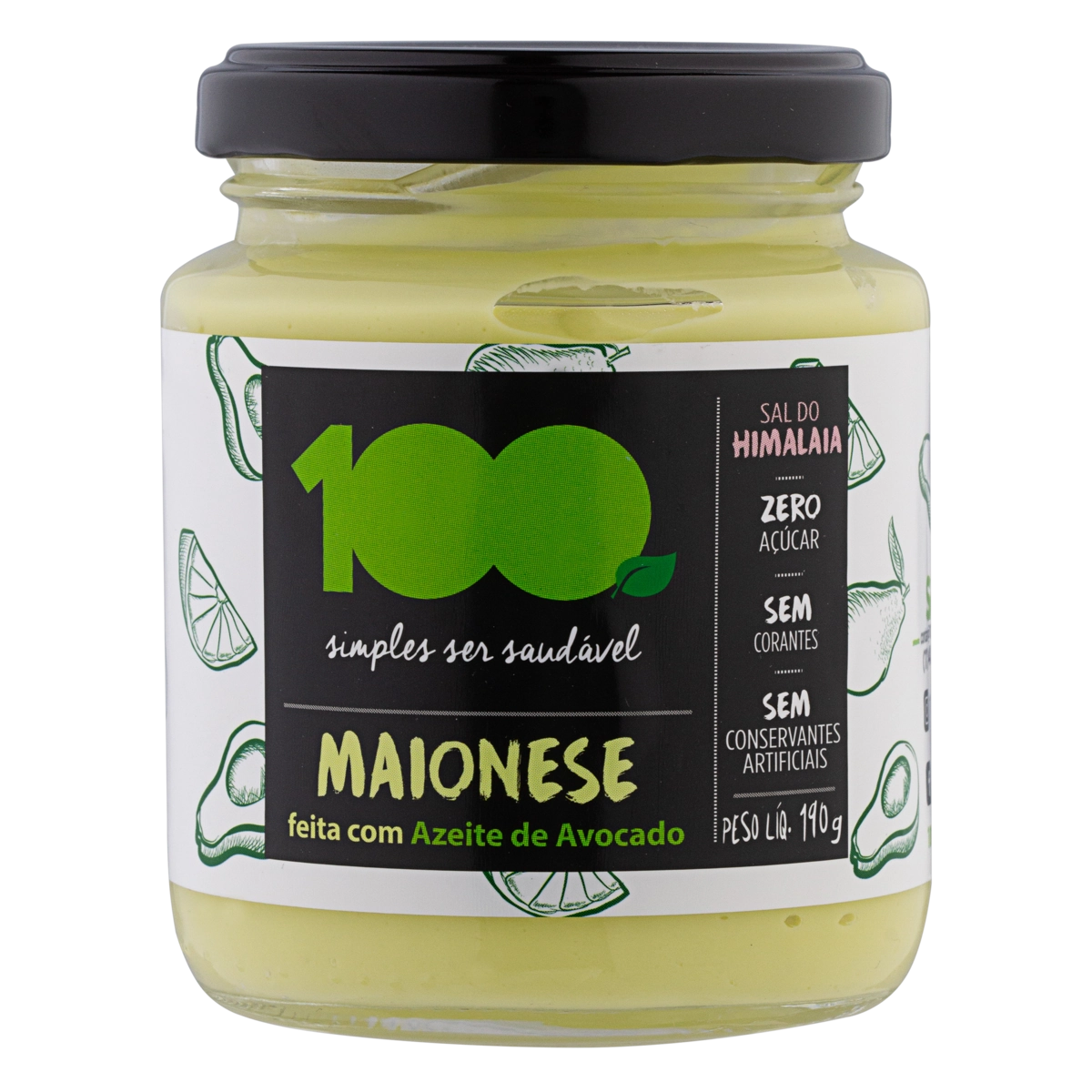 Maionese Com Azeite De Avocado Zero Açúcar 100 Foods Vidro 190g