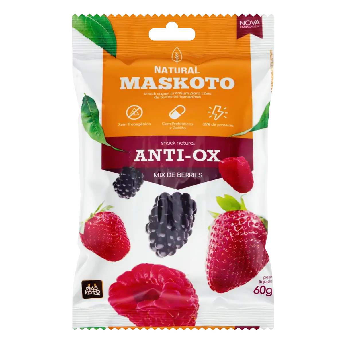 Snacks para Cães Mix de Berries Natural Maskoto Anti-Ox Pacote 60g