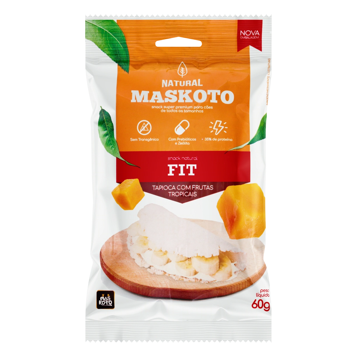 Snacks para Cães Tapioca com Frutas Tropicais Natural Maskoto Fit Pacote 60g