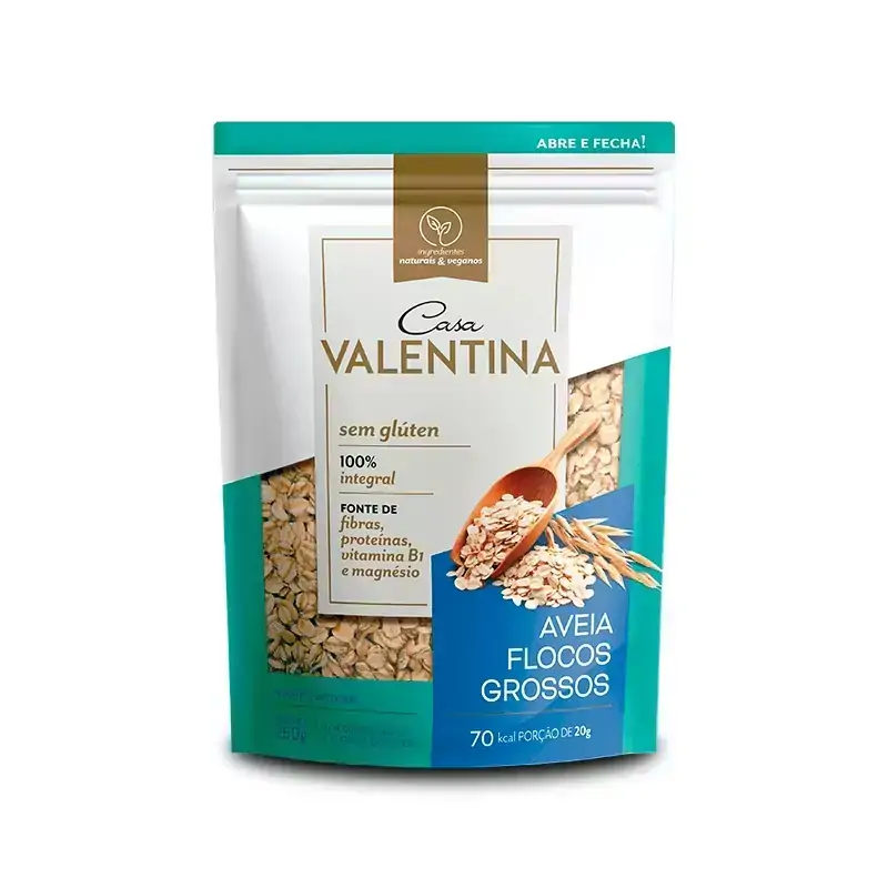 Aveia Flocos Grossos sem glúten Casa Valentina 250g