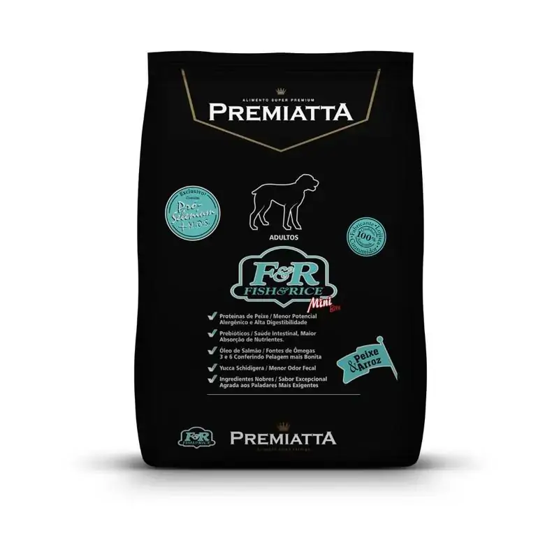 Ração Premiatta Fish & Rice (Peixe e Arroz) para Cães Adultos de Raças Miniaturas e Pequenas - Gran Premiatta (3 kg)