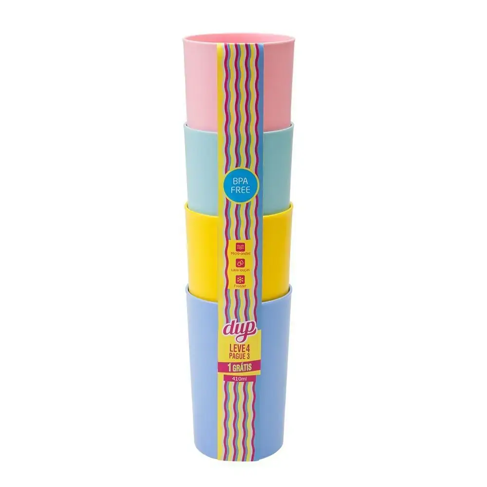 Copo Dup Milao Lv 4 Pg 3 410ml Vd/rosa/az .s./amar.