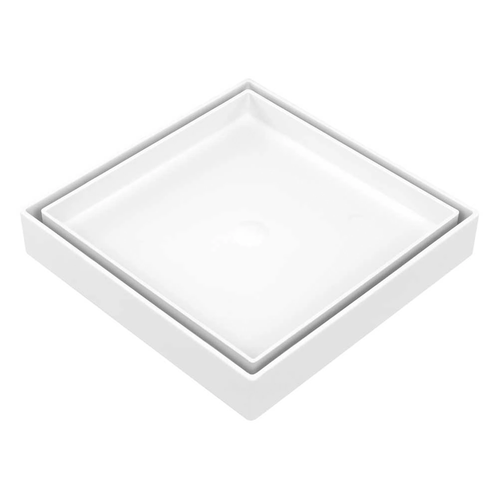 Ralo Oculto de Banheiro 16,7x16,7cm Poliestireno Branco Quadrado Gemell
