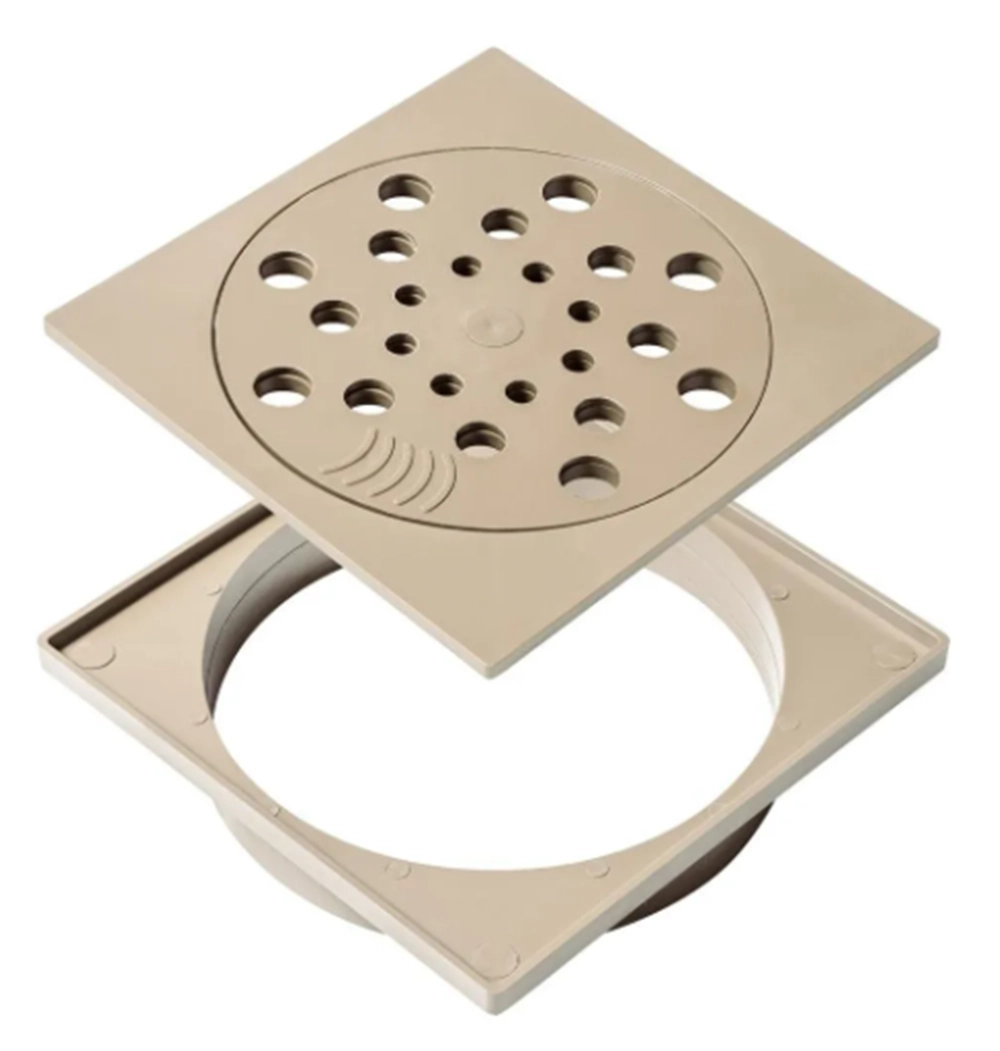 Conjunto Ralo Com Fecho E Porta Grelha 10x10cm Bege
