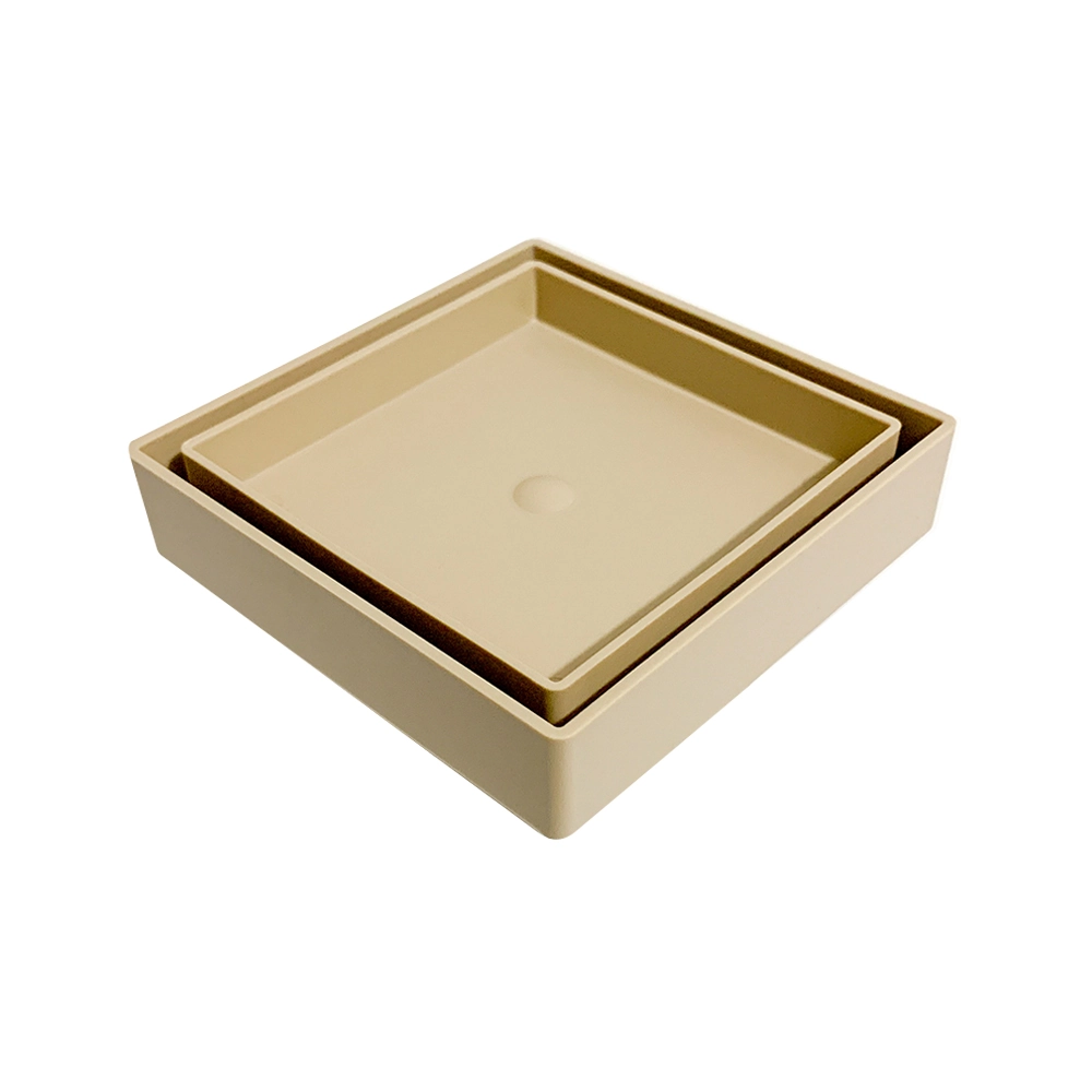 Ralo Oculto de Banheiro 11,7x11,7cm Poliestireno Bege Quadrado Gemell