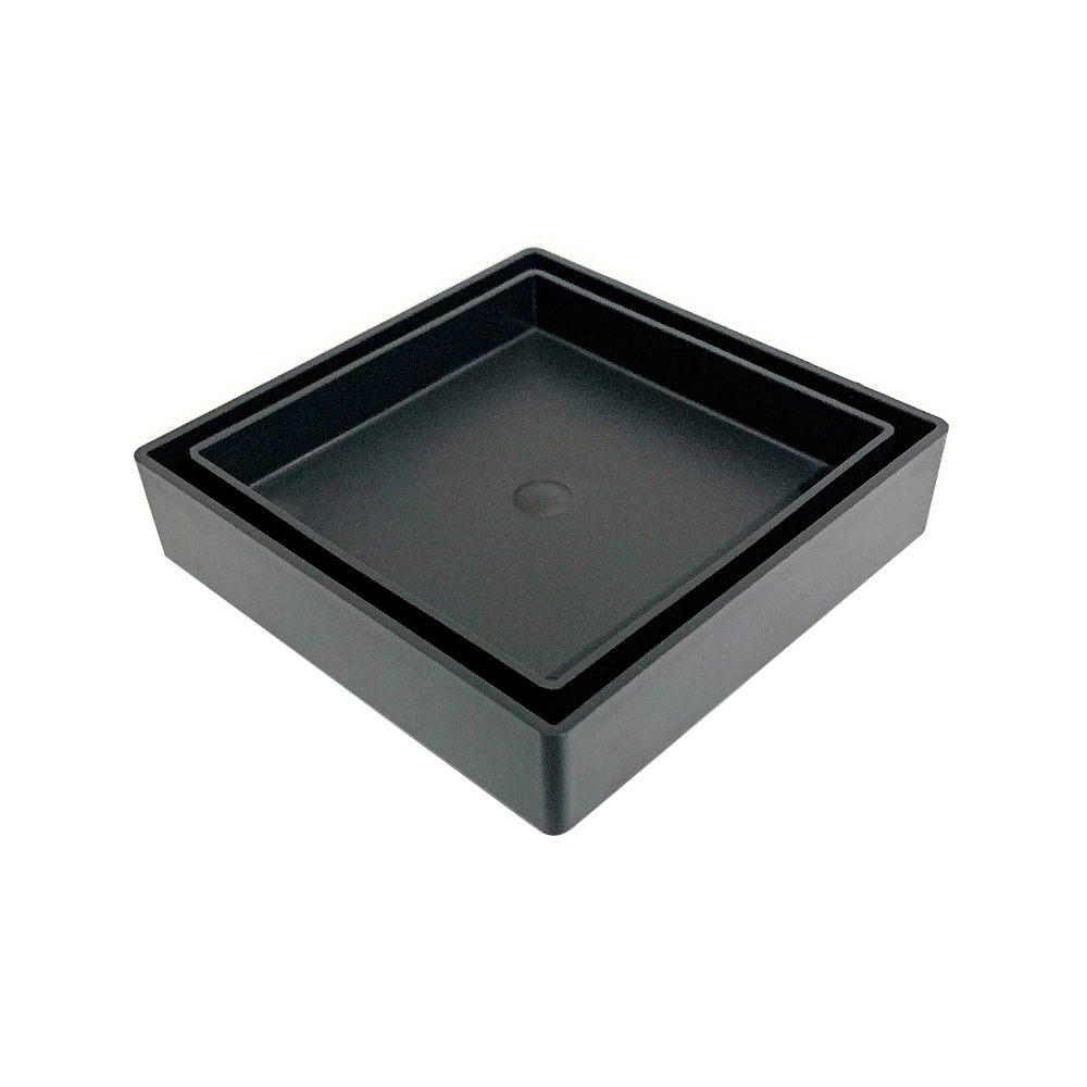 Ralo Oculto de Banheiro 11,7x11,7cm Poliestireno Preto Quadrado Gemell