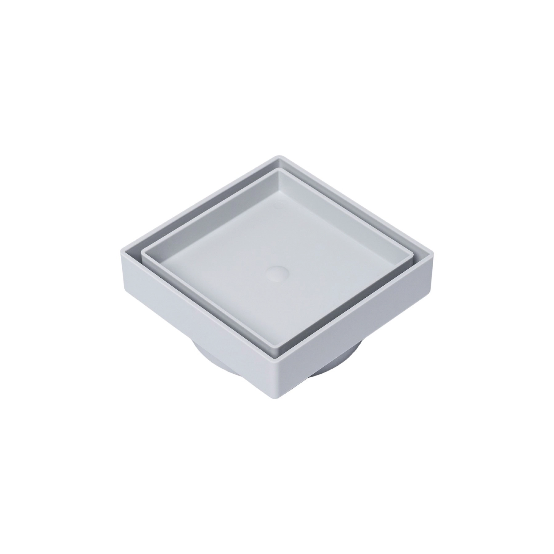 Ralo Oculto de Banheiro 11,7x11,7cm Poliestireno Cinza Quadrado Gemell