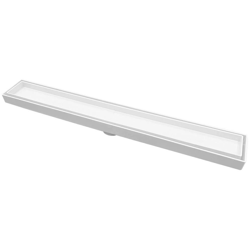 Ralo Linear Oculto de Banheiro 5,9x72cm Poliestireno Branco Retangular Gemell