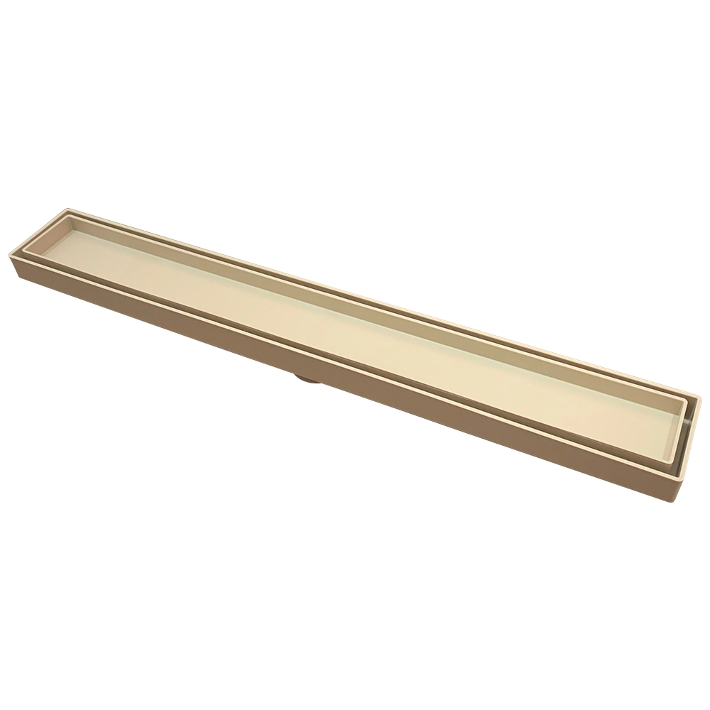 Ralo Linear Oculto de Banheiro 5,9x92cm Poliestireno Bege Retangular Gemell