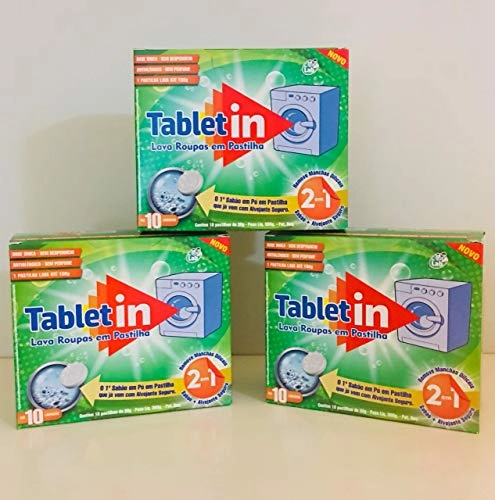 Lava Roupas Em Pastilha 2 Em 1 Sem Perfume Tablet In Caixa 300g 10 Unidades