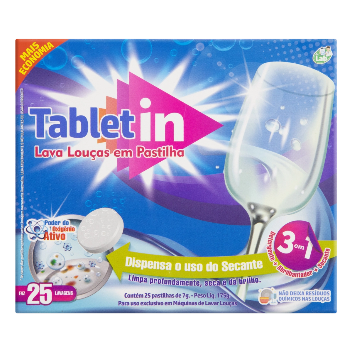 Lava Louças Em Pastilha Para Máquina De Lavar Louças Tablet In Caixa 25 Unidades 7g Cada