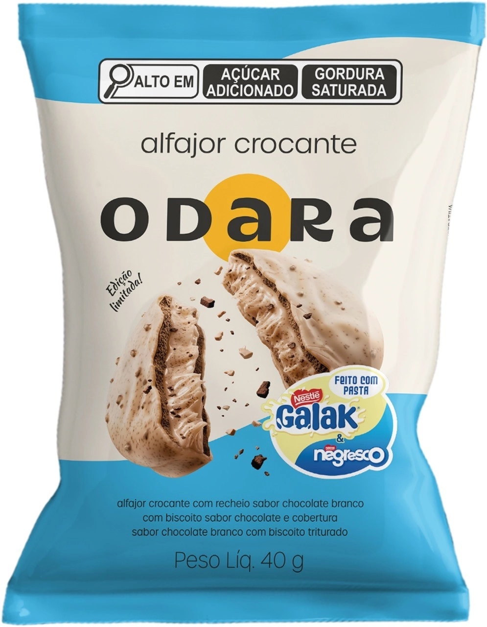 Alfajor Crocante Galak Negresco Odara Pacote 40g