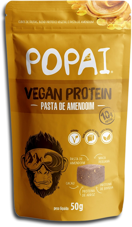 Snacks Vegano Popai 50g Protein Pasta De Amendoim