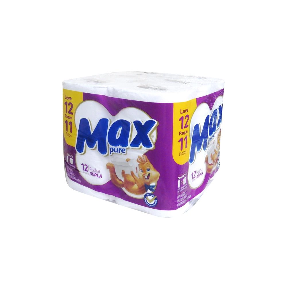 Papel Higiênico Folha Dupla Neutro Max Pure 30m Pacote Leve 12 Pague 11 Unidades