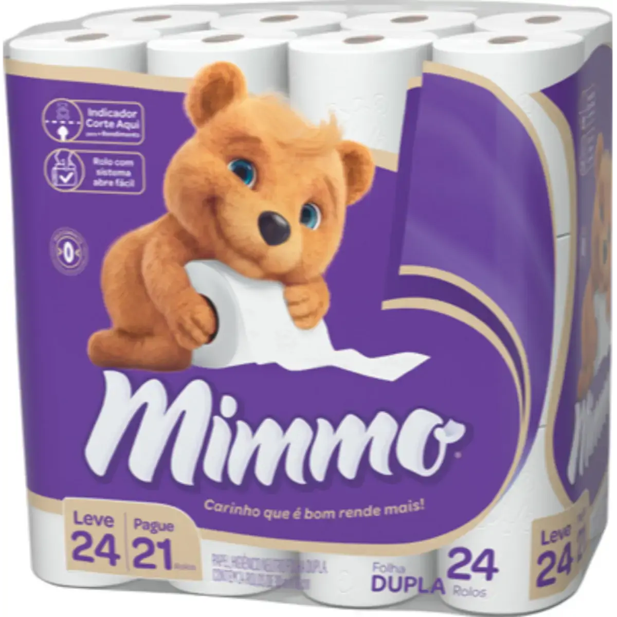 Papel Higiênico Folha Dupla MIMMO Leve 24 Pague 21