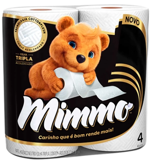 Papel Higiênico Folha Tripla Neutro Mimmo 20m Pacote 4 Unidades
