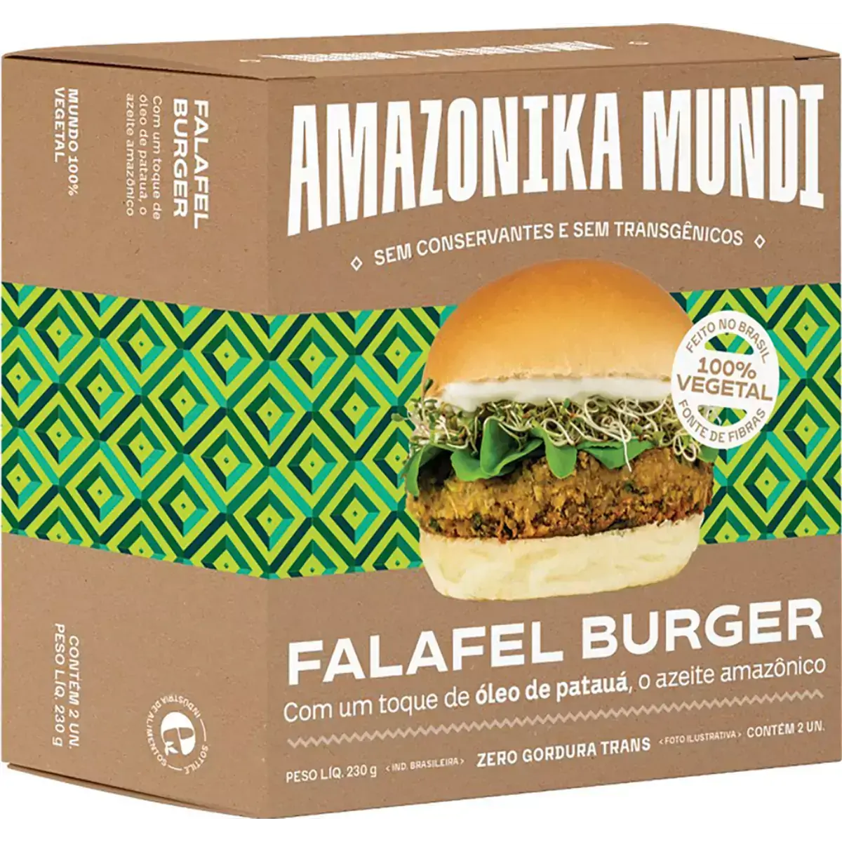 Hambúrguer de Falafel Amazonika Mundi Caixa 230g 2 Unidades
