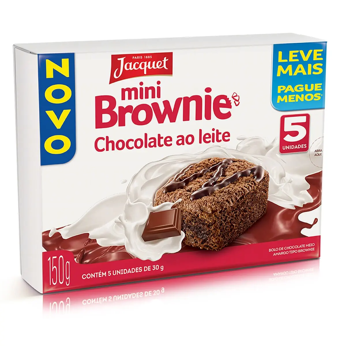 Mini Brownie Chocolate ao Leite Jacquet Caixa 150 g com 5 Unidades Leve Mais Pague Menos