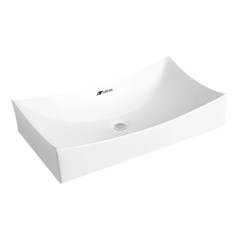 Cuba Lavabo Banheiro Em Cerâmica Louça Retangular 54x34 Branca Tubrax - BAB0002