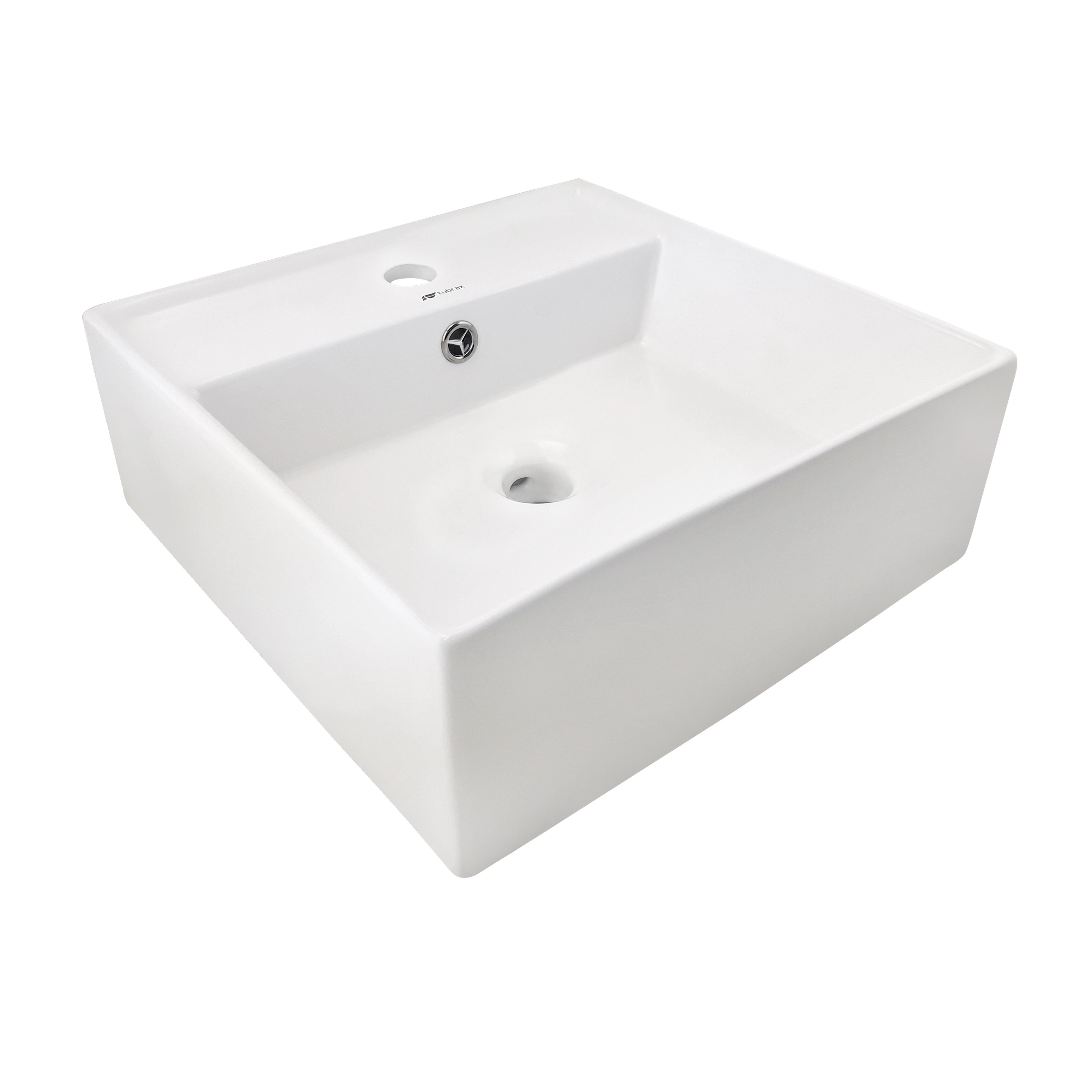 Cuba Lavabo Banheiro Em Cerâmica Louça Quadrada 42x42 Branca Apoio Tubrax - Bab0005