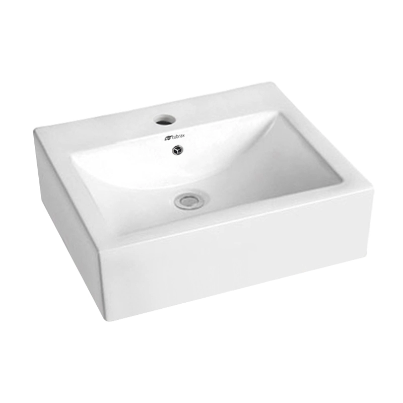 Cuba Lavabo Banheiro Em Cerâmica Louça Retangular 53,5x42 Branca Apoio Tubrax - Bab0007