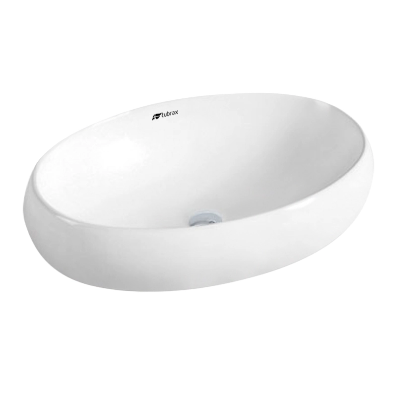 Cuba Banheiro Lavabo Em Cerâmica Louça Branca Oval 60 X 41 X 14,5 Cm Apoio Tubrax - BAB0001