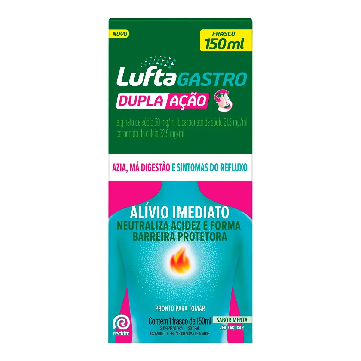 Luftagastro Dupla Ação Sabor Menta Suspensão Oral 150ml