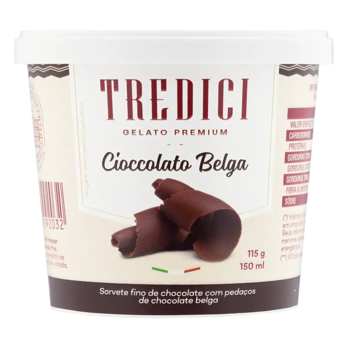 Gelato Chocolate Tredici Premium Pote 150ml