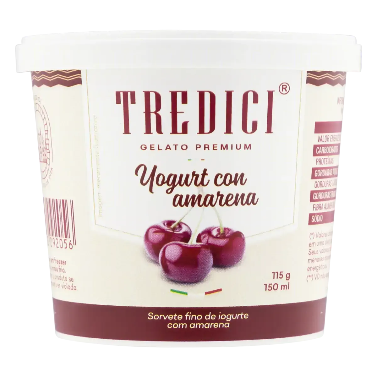 Gelato Iogurte Com Amarena Tredici Premium Pote 150ml