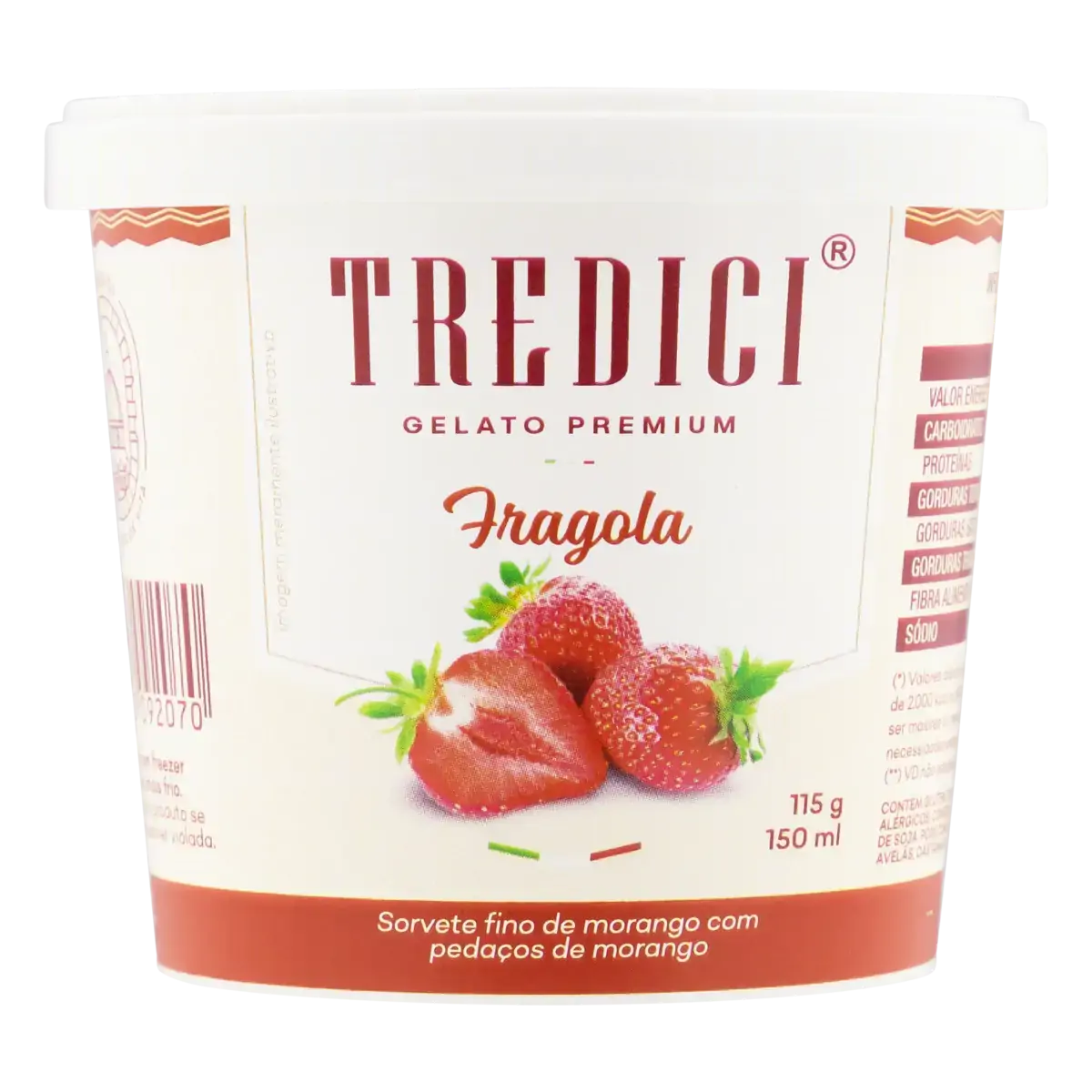 Gelato Morango Tredici Premium Pote 150ml