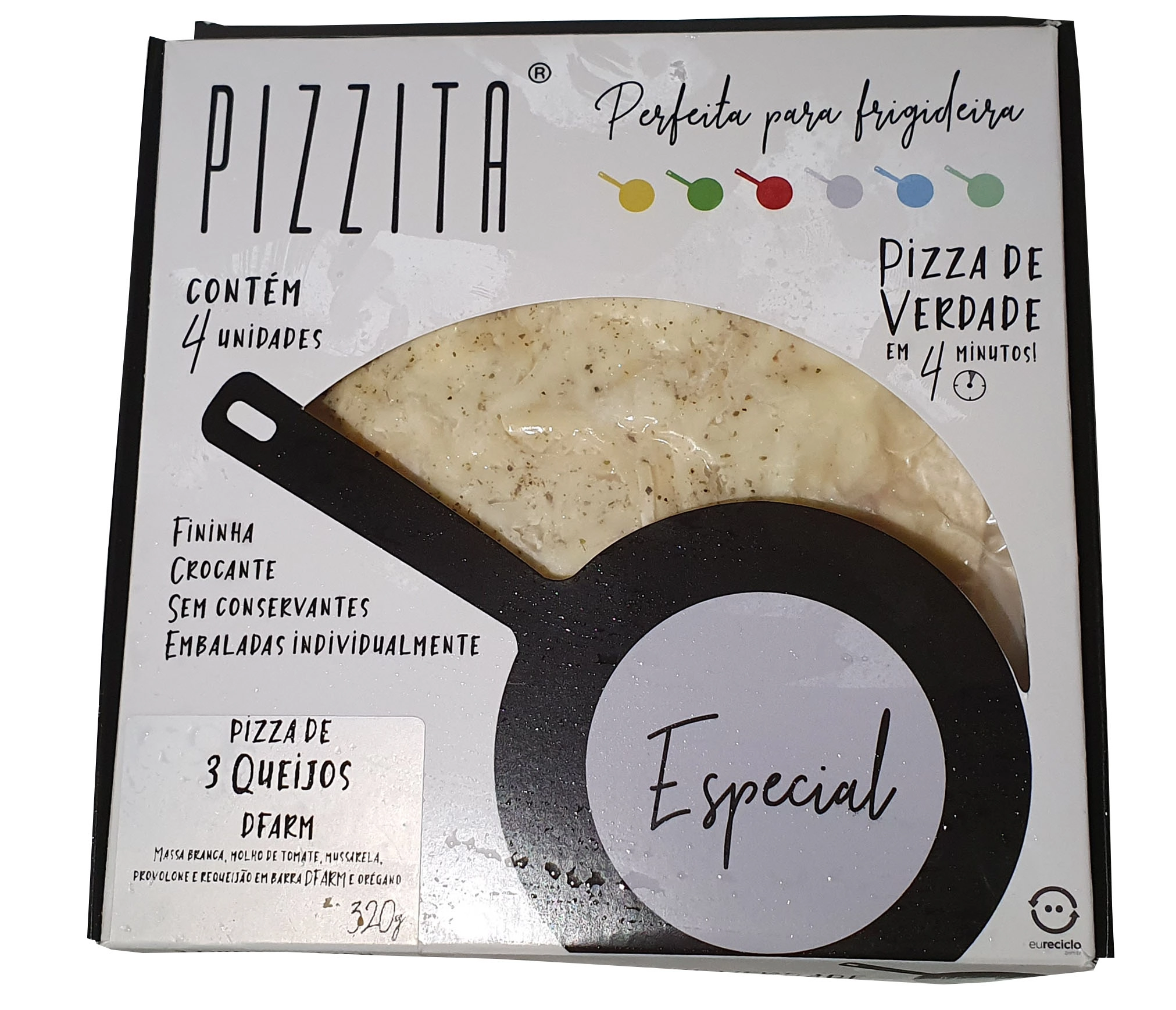 Pizza P/ Frigideira Pizzita 320g 3 Queijos
