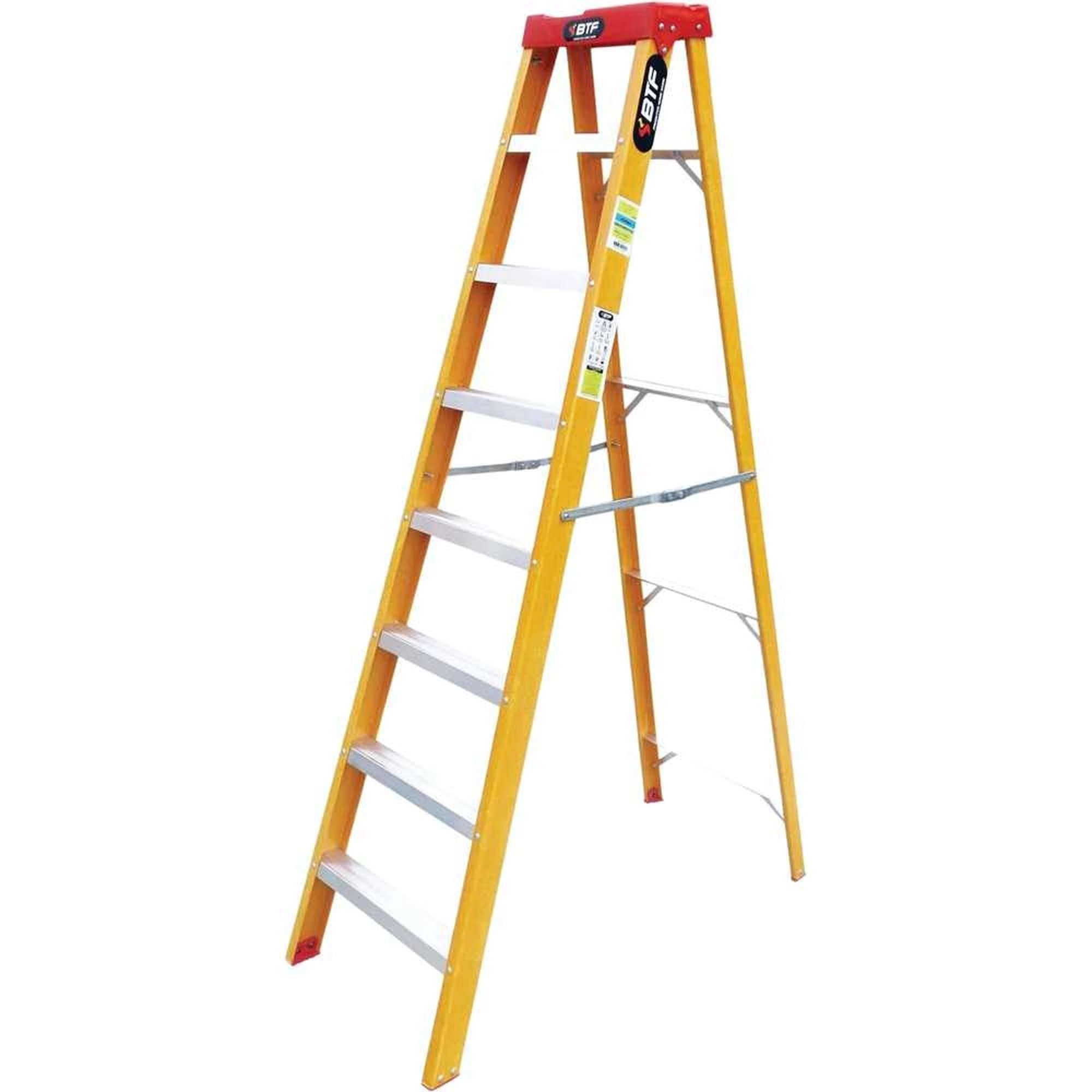 Escada De Fibra Tesoura Prática Botafogo 7 Degraus