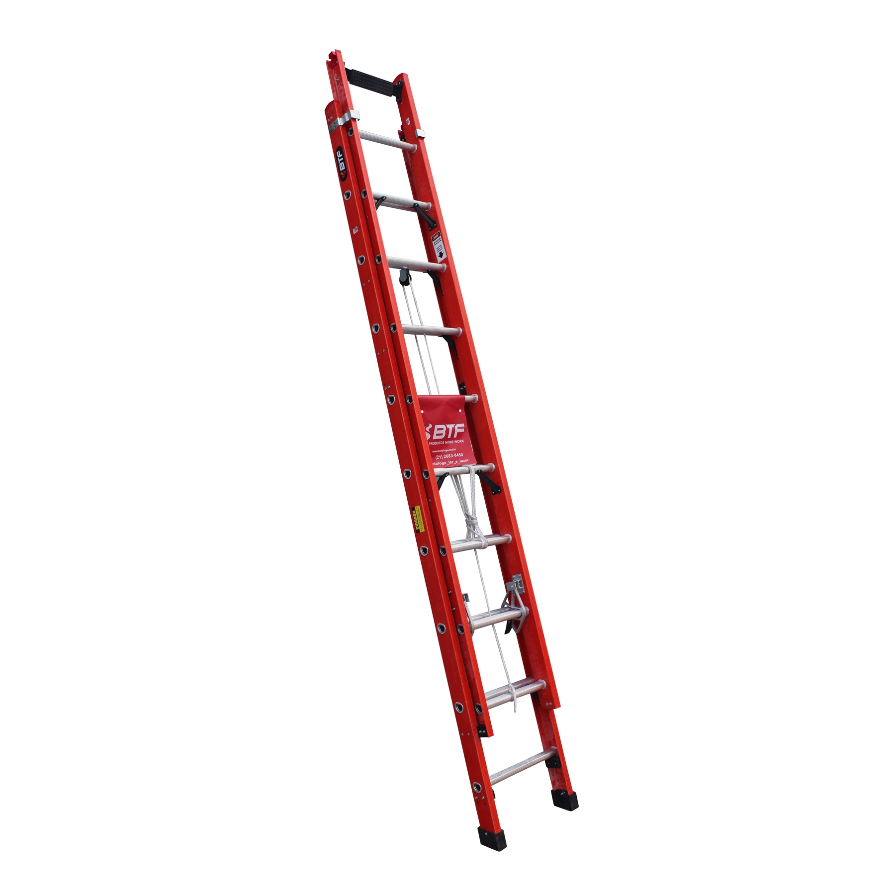 Escada Extensível 18 Degraus Fibra 4,8M 150kg Botafogo