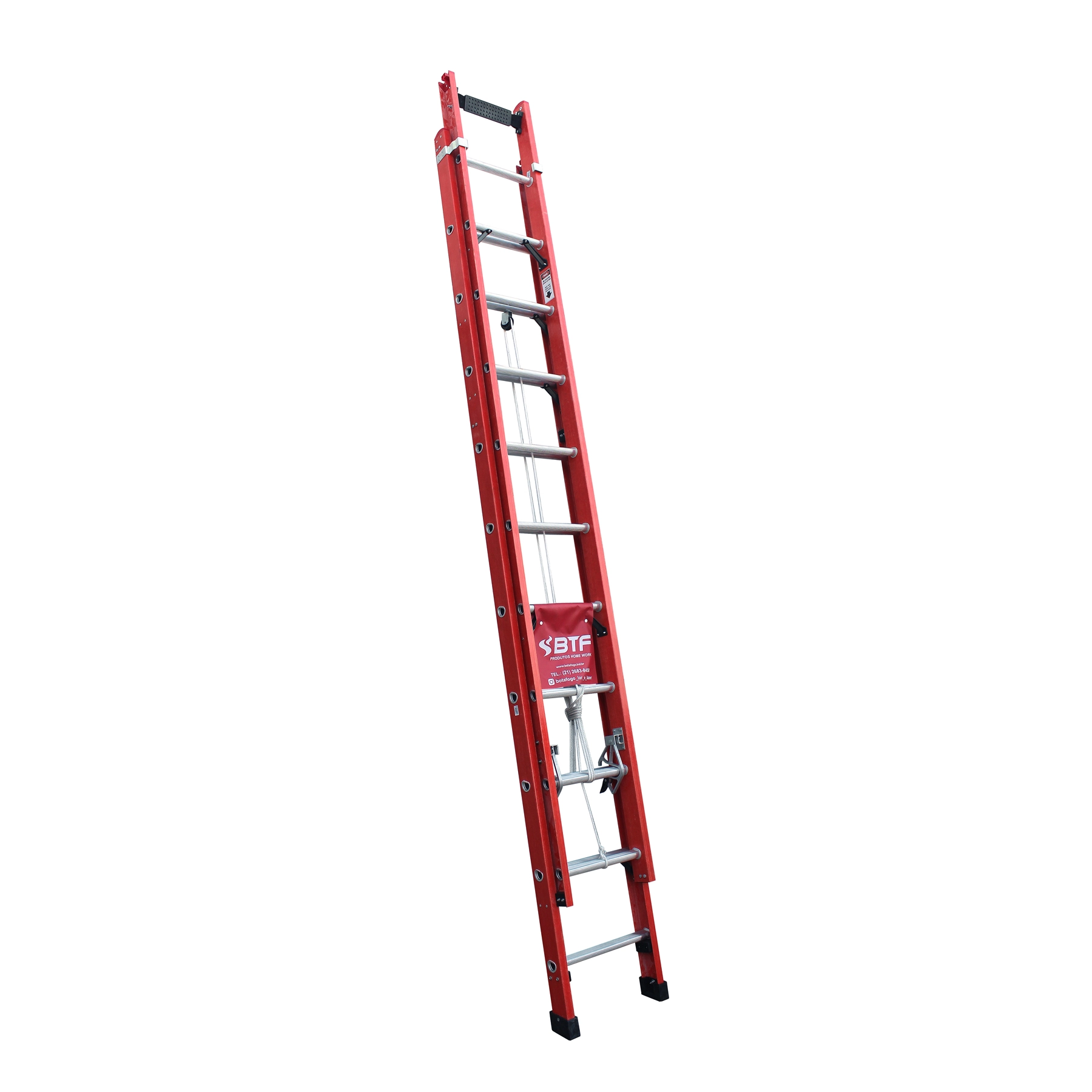 Escada Extensível 20 Degraus Fibra 5,4M 150kg Botafogo