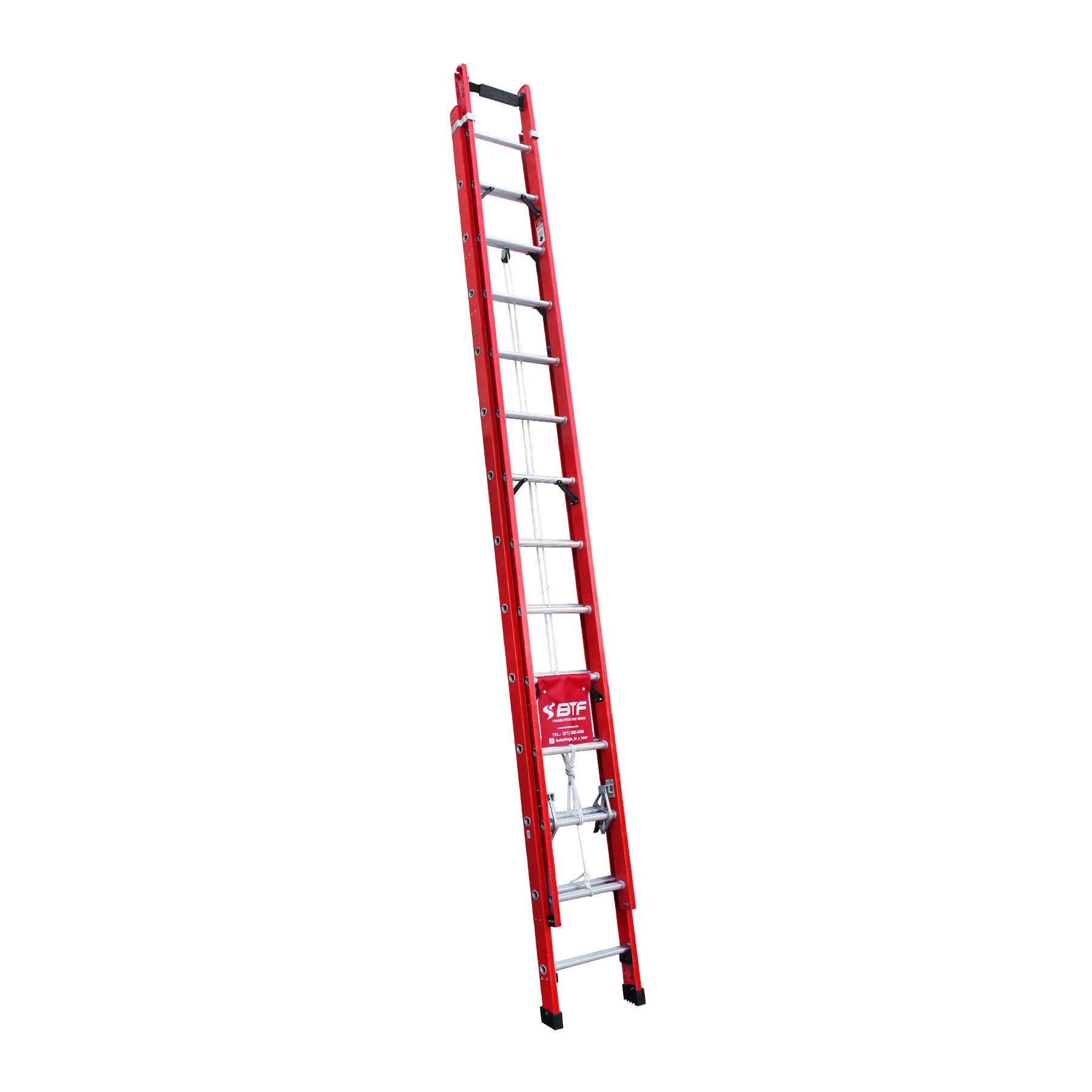 Escada Extensível 26 Degraus Fibra 7,2M 150kg Botafogo